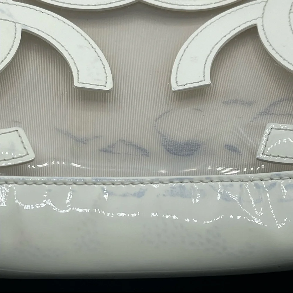 Chanel Vinyl Clear Triple CC Logo Coco Transparent Plastic Tote Shoulder Bag - Picture 8 of 16